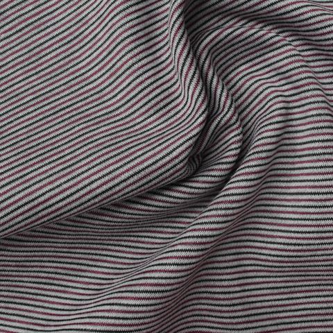 Fine Striped Polyester Viscose Stretch Knit Fabric