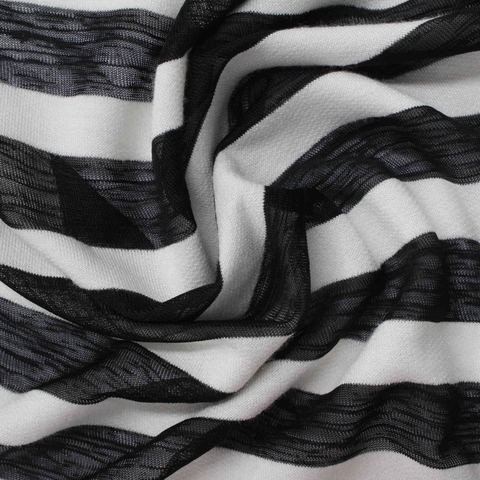 Bold Striped Polyester Viscose Stretch Knit Fabric