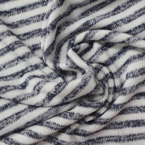 White Horizontal-Stripe Knit, Poly-Viscose