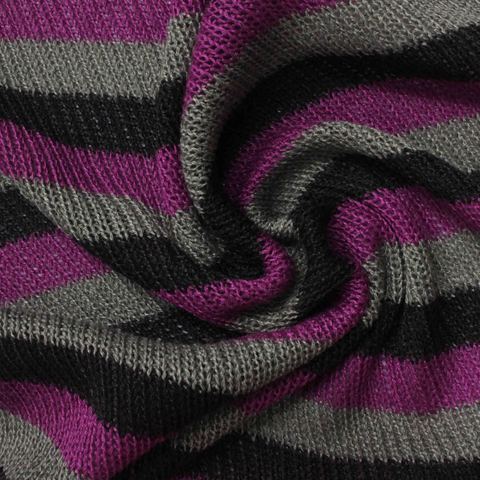 Purple Horizontal-Stripe Rib Knit, Polyester