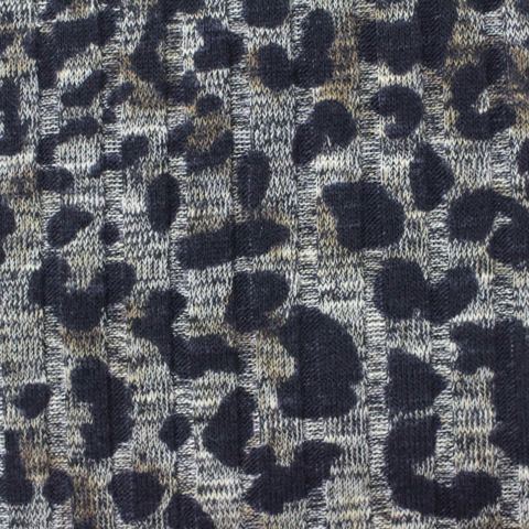 Animal Print Slub Polyester Stretch Knit Fabric