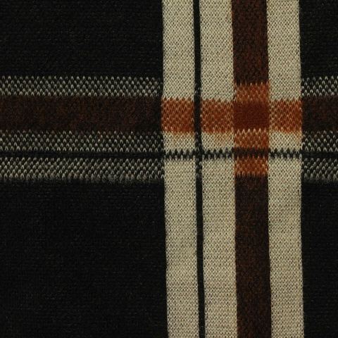 Bold Plaid Brushed Polyester Stretch Knit Fabric