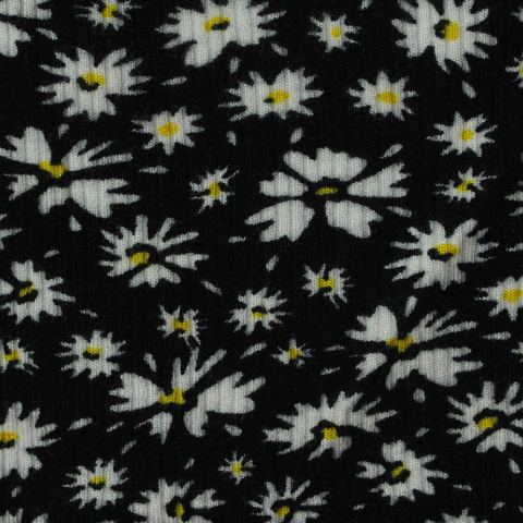 White Daisies Rib Knit