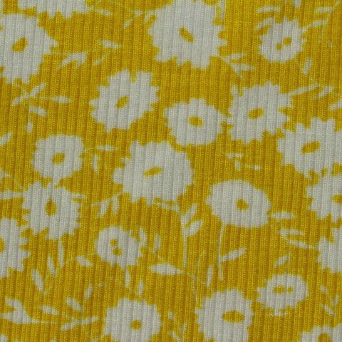 Printed Viscose Stretch Rib Knit Fabric