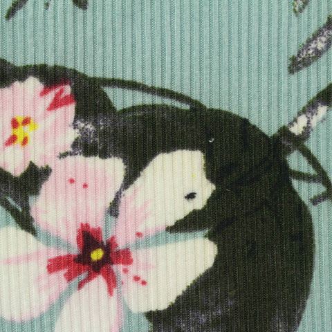 Bold Floral Brushed 100% Polyester Rib Knit Fabric