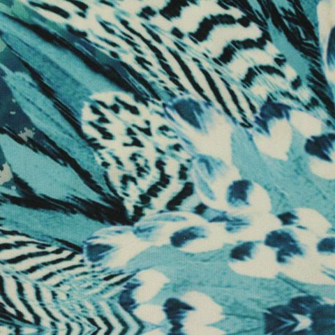 Teal Abstract-Animal Print Knit, Polyester