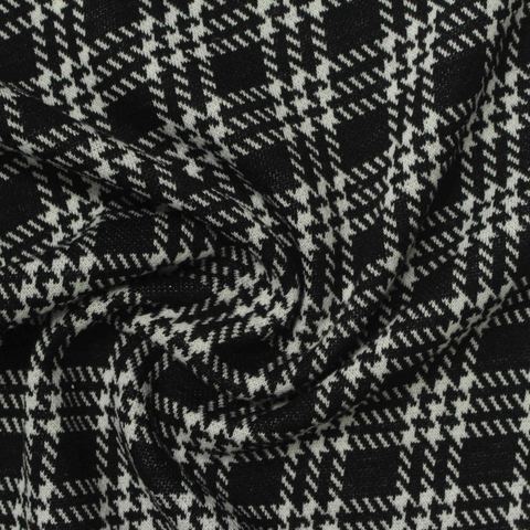 Black Houndstooth Jacquard, Poly-Viscose