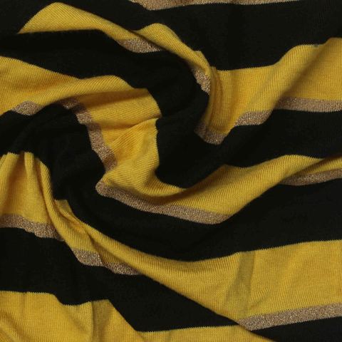 Bold Striped Cotton Metallic Stretch Knit Fabric