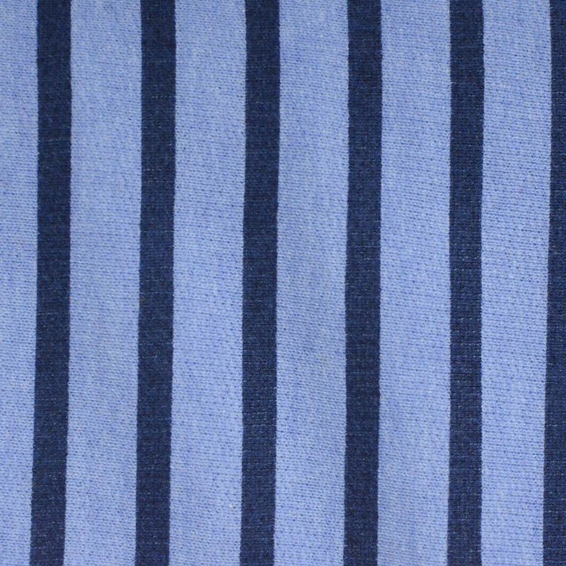 Dark Blue Stripes French Terry, Cotton-Poly