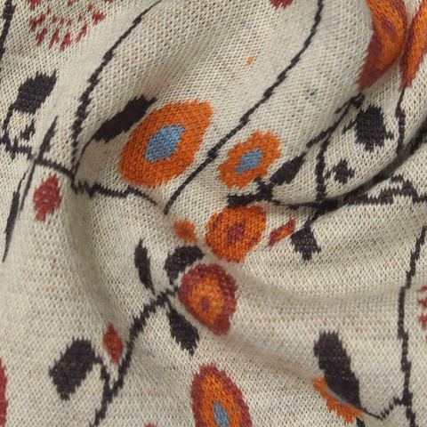 Floral Polyester Viscose Stretch Knit Fabric