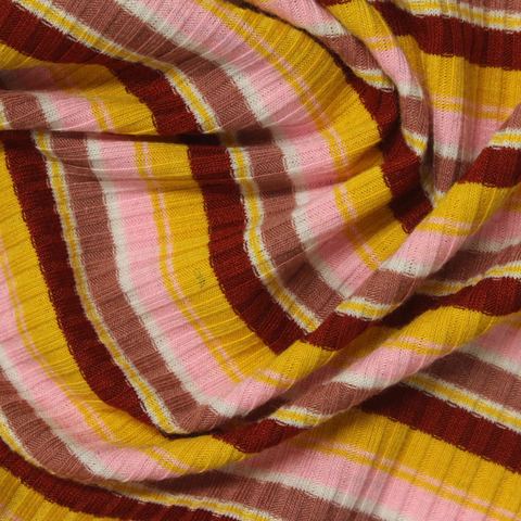 Striped Polyester Viscose Stretch Rib Knit Fabric