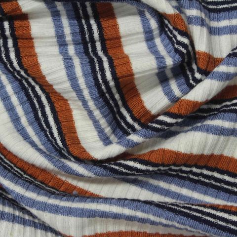 Striped Viscose Polyester Stretch Rib Knit Fabric