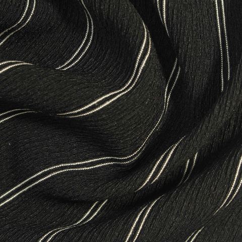 Fine Striped Polyester Stretch Crepe Fabric