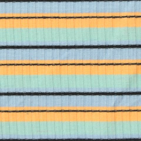 Striped Polyester Viscose Stretch Rib Knit Fabric
