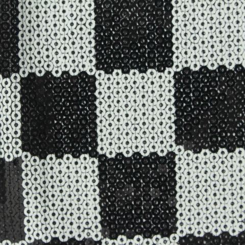 Bold Plaid Sequin Polyester Stretch Knit Fabric