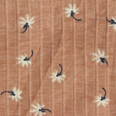 Fine Floral Cotton Polyester Rib Knit Fabric