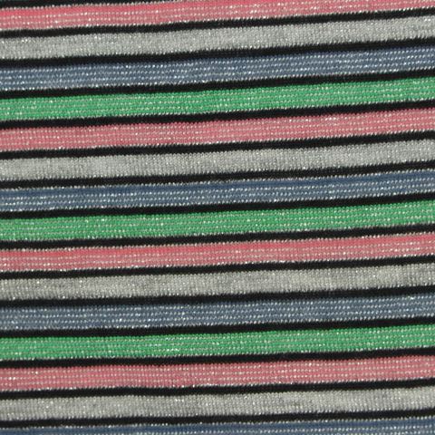 Fine Striped Polyester Viscose Metallic Knit Fabric