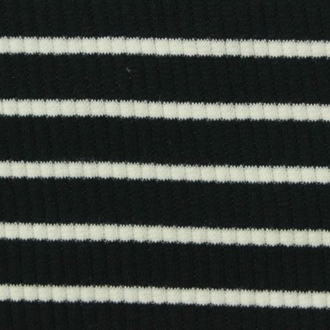 Black Horizontal-Stripe Rib Knit