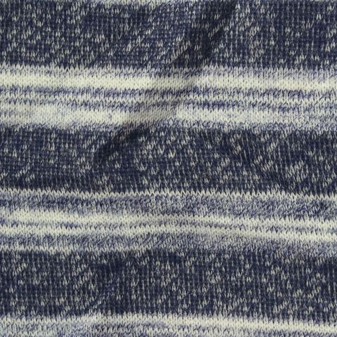 Striped Polyester Cotton French Terry Fabric