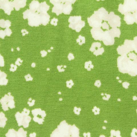 White Abstract-Flower Jersey Knit, Cotton-Modal