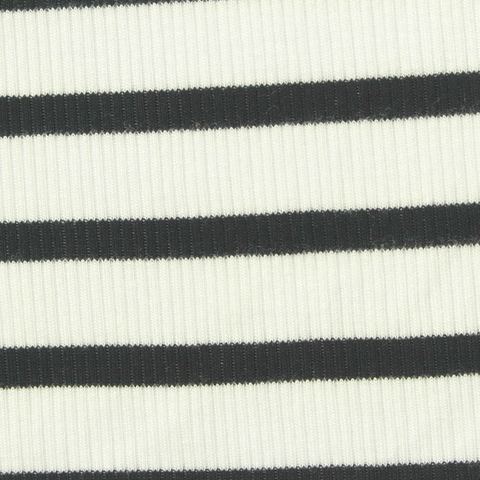 Black Horizontal-Stripe Rib Knit, Viscose