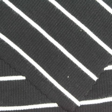 White Stripes Rib Knit, Viscose