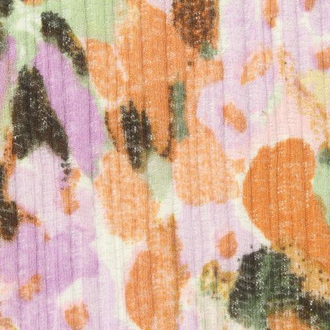Orange Abstract Rib Knit, Polyester