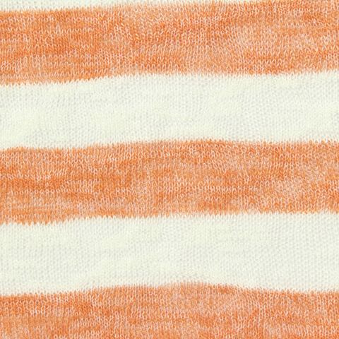 Orange Horizontal-Stripe Jersey Knit, Viscose-Poly