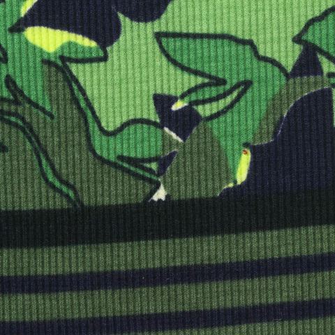 Camo Cotton Stretch Rib Knit Fabric