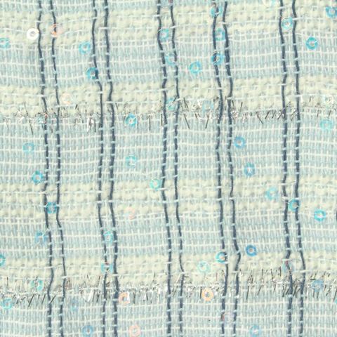 Light Blue Vertical-Stripe Bouclé, Polyester