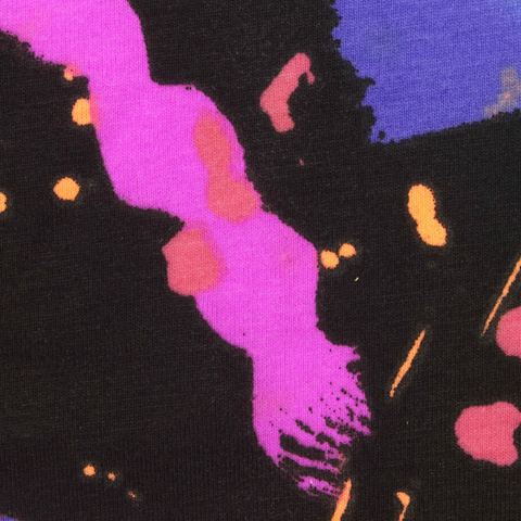 Pink Abstract-Splatter Jersey Knit, Cotton-Poly