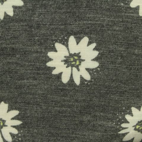 White Daisy Jersey Knit, Poly-Viscose