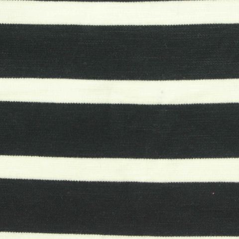 Black Horizontal-Stripe Ponte Knit, Cotton-Poly