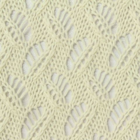 Cream Leaf Pointelle Knit, Poly-Cotton