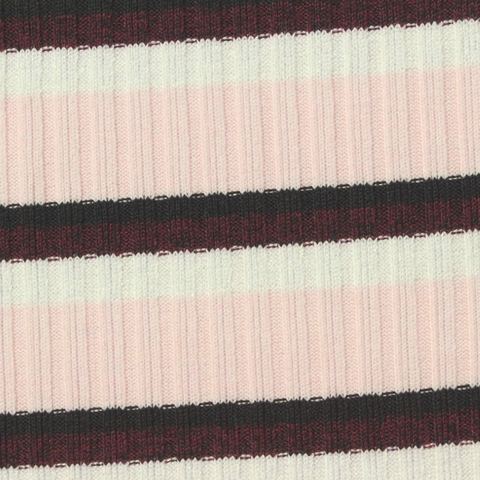 Striped Polyester Viscose Stretch Rib Knit Fabric