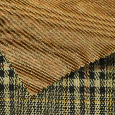 Plaid Polyester Viscose Blend Stretch Knit Fabric