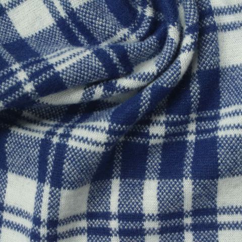 Bold Plaid Polyester Viscose Stretch Knit Fabric