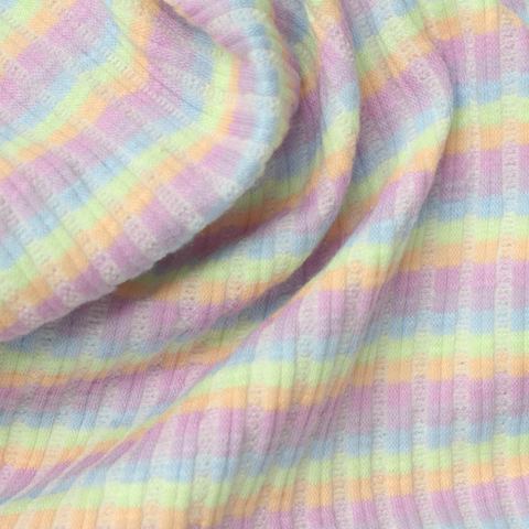 Striped Cotton Polyester Stretch Knit Fabric