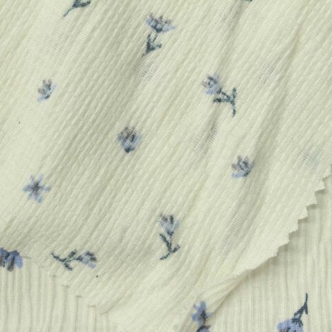 Fine Floral Polyester Stretch Crepe Fabric
