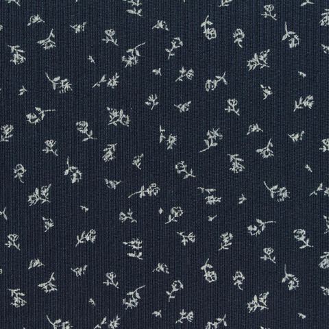 Fine Floral Polyester Stretch Rib Knit Fabric