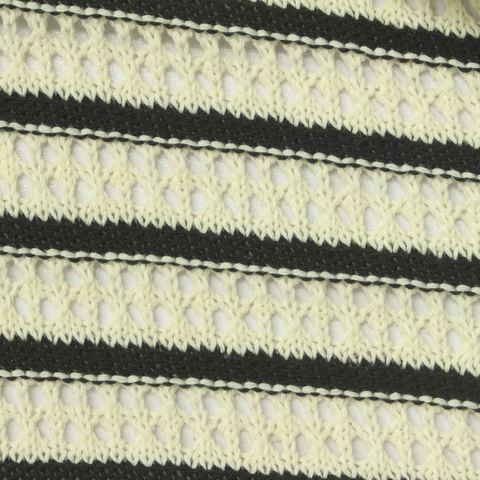 Black Horizontal-Stripe Pointelle Knit, Poly-Cotton