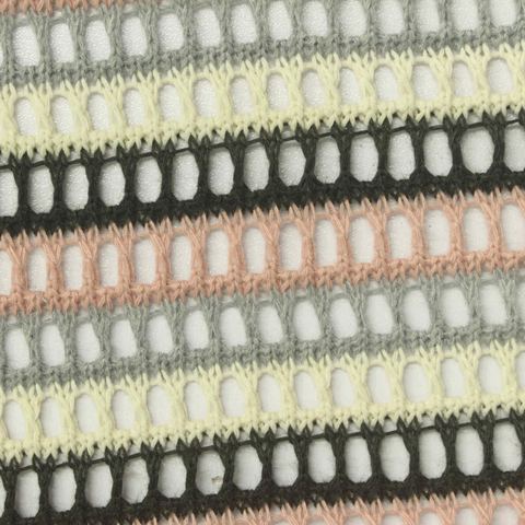Grey Horizontal-Stripe Pointelle Knit, Poly-Cotton
