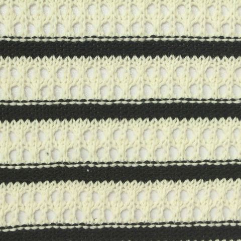 Black Horizontal-Stripe Pointelle Knit, Poly-Cotton