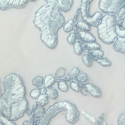 Light Blue Floral Mesh, Polyester