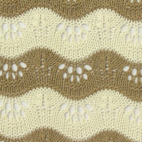 Cream Stripes Pointelle Knit, Poly-Cotton