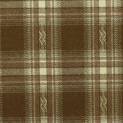 Brown Plaid Woven, Poly-Viscose