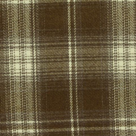 Brown Plaid Woven, Poly-Viscose