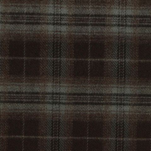 Dark Brown Plaid Woven, Poly-Viscose