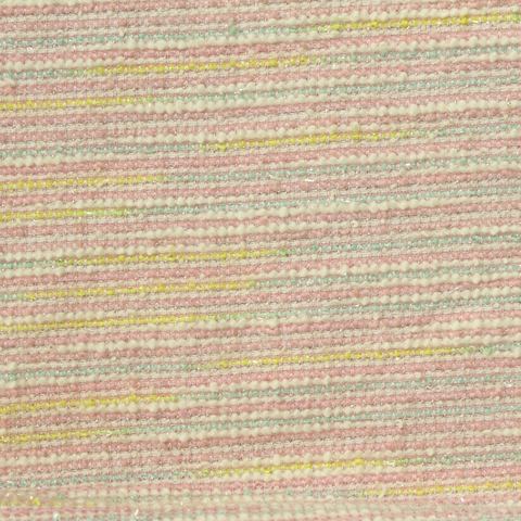 Fine Striped Polyester Cotton Metallic Stretch Bouclé Fabric