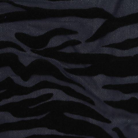 Animal Print Flocked Nylon Stretch Mesh Fabric